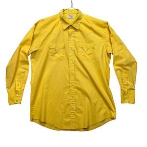 Tem-Tex Western Shirt Men's 18-35 Vintage Sportswear Extra Long Tails Yellow